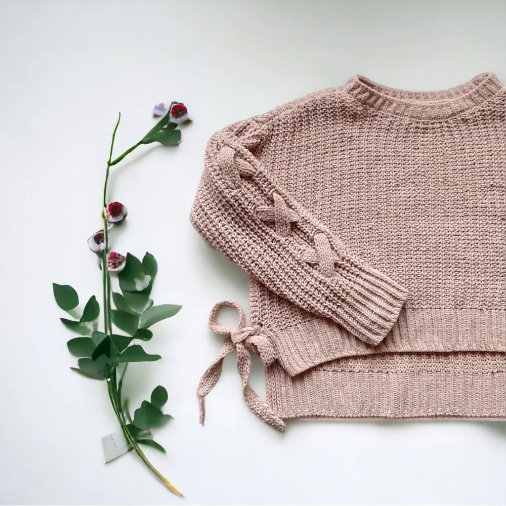 Juniors' Candies Chenille Long Sleeve Top Peony Pink Chunky Knit Cozy Sweater